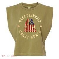 Make Cornhole Great Again Funny Cornhole American Flag Great Gift Garment-Dyed Women's Muscle Tee thumb 0