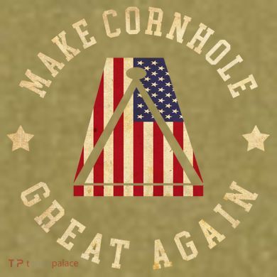 Make Cornhole Great Again Funny Cornhole American Flag Great Gift Garment-Dyed Women's Muscle Tee