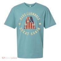 Make Cornhole Great Again Funny Cornhole American Flag Great Gift Sueded Cloud Jersey T-Shirt thumb 0