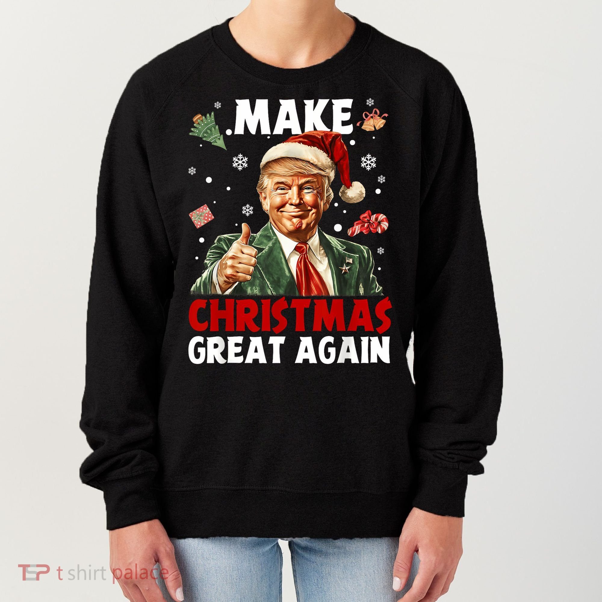 Make Christmas Great Again Santa Funny Trump Xmas Pajamas Women's Sweatshirt