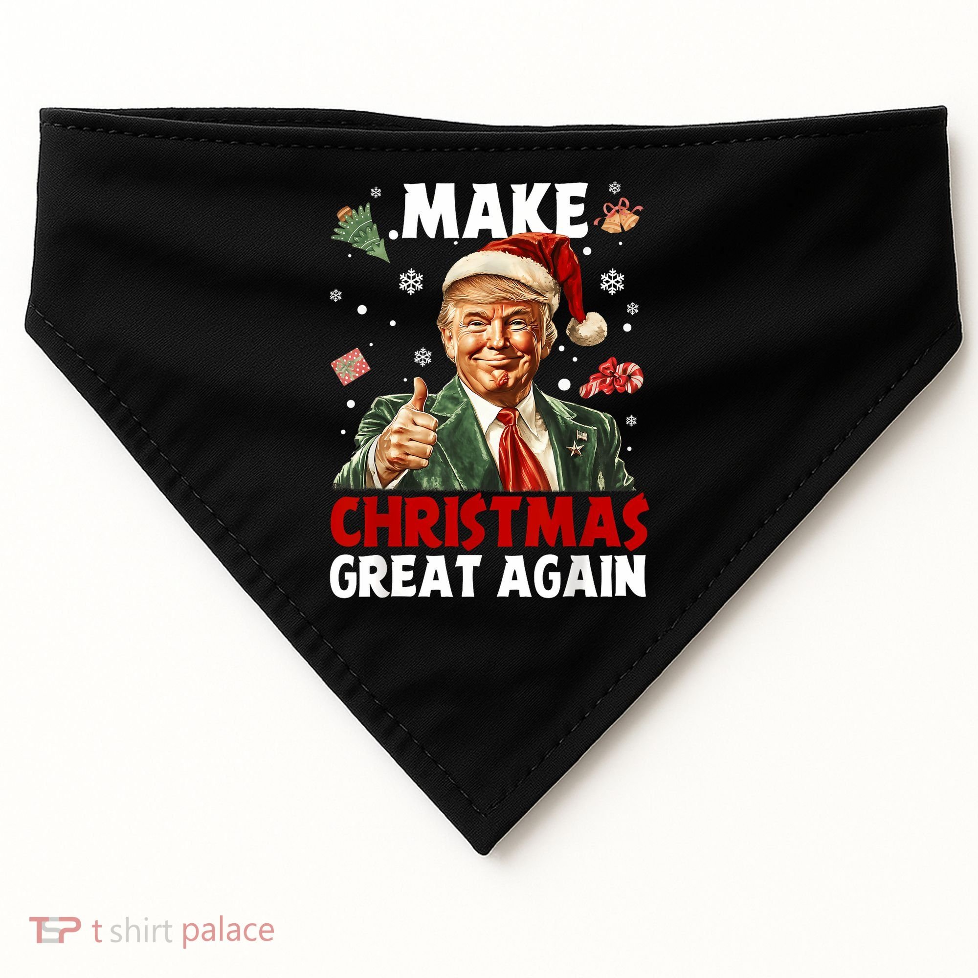 Make Christmas Great Again Santa Funny Trump Xmas Pajamas USA-Made Doggie Bandana