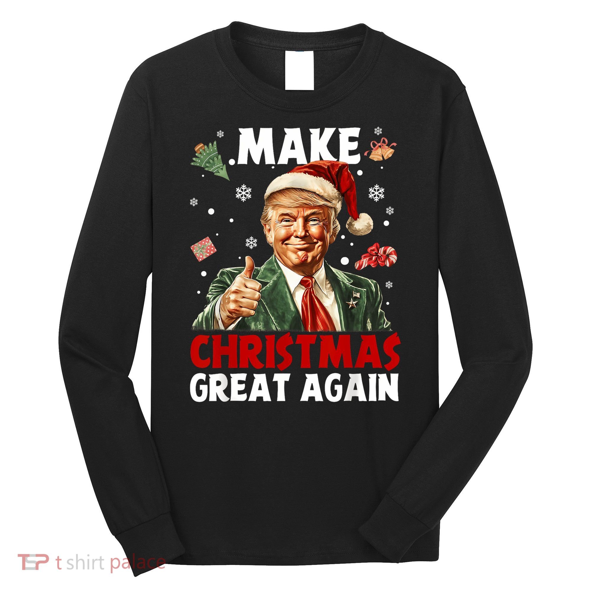 Make Christmas Great Again Santa Funny Trump Xmas Pajamas Long Sleeve Shirt