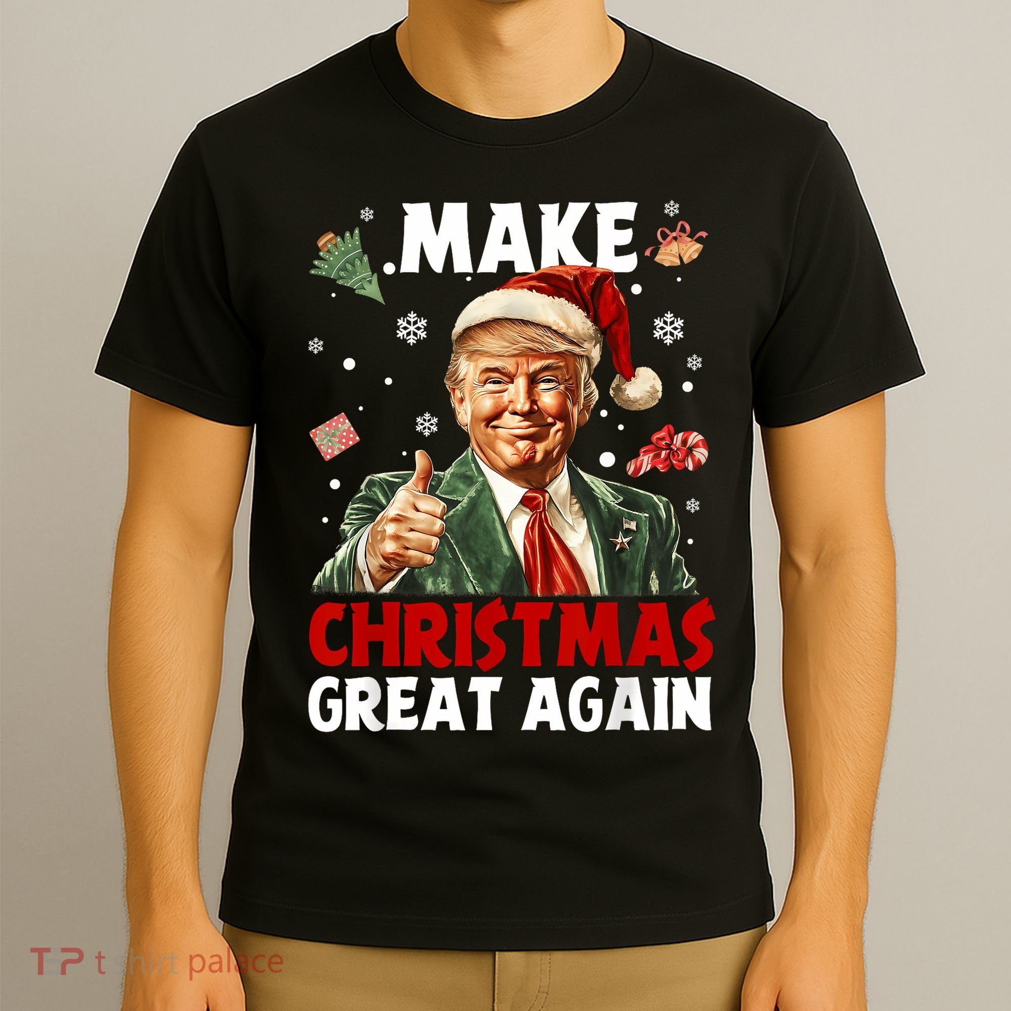 Make Christmas Great Again Santa Funny Trump Xmas Pajamas T-Shirt