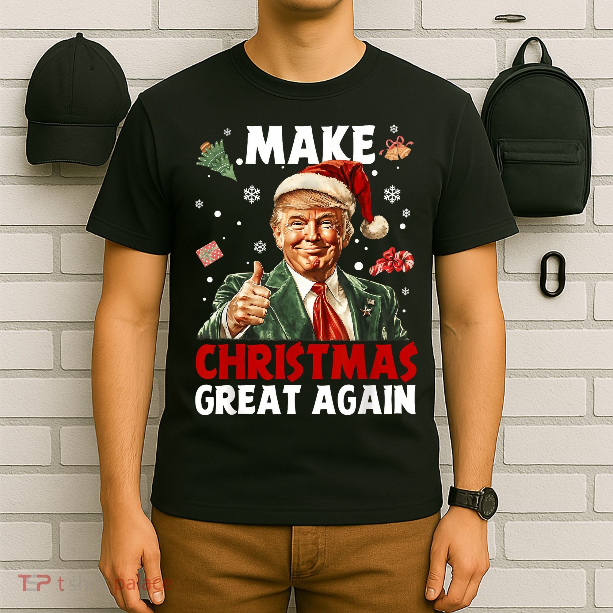 Make Christmas Great Again Santa Funny Trump Xmas Pajamas T-Shirt