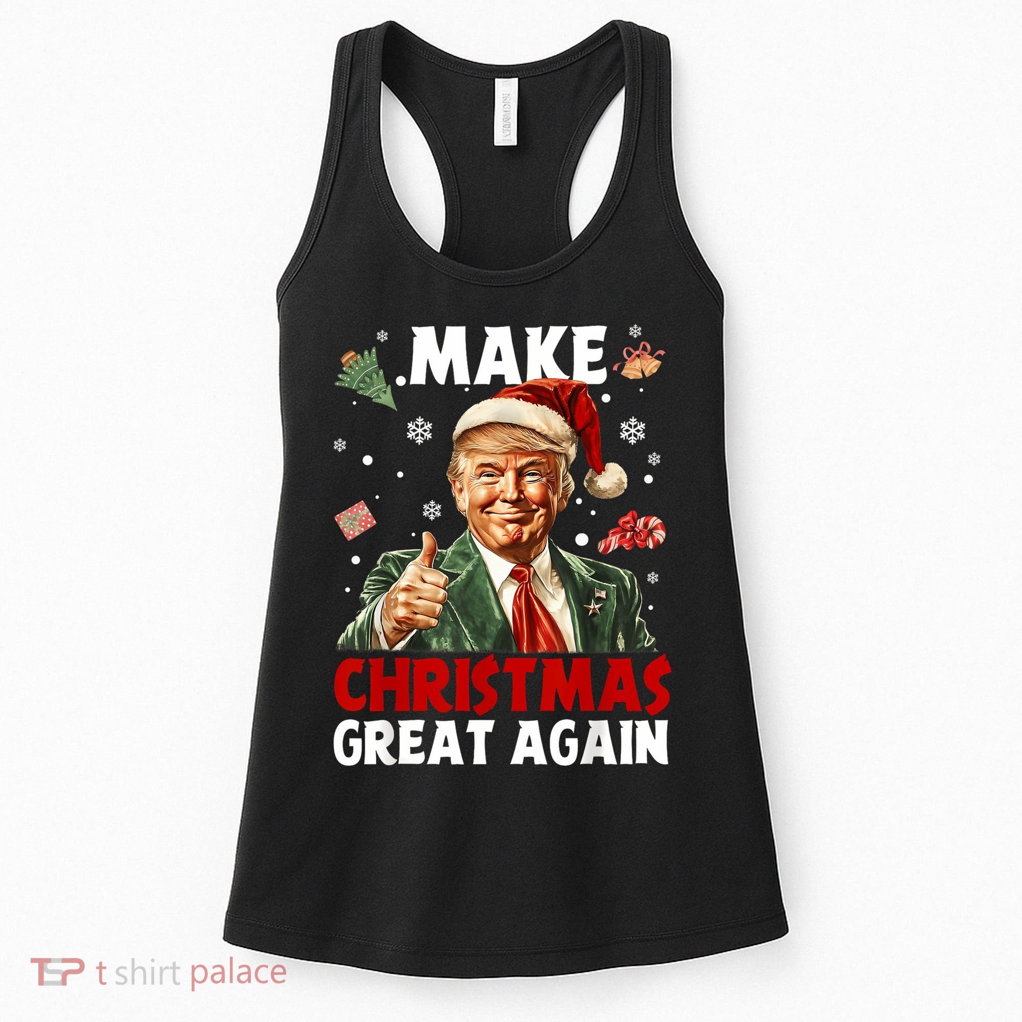 Make Christmas Great Again Santa Funny Trump Xmas Pajamas Women's Tank Top