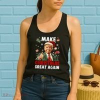 Make Christmas Great Again Santa Funny Trump Xmas Pajamas Women's Tank Top thumb 2