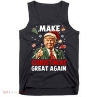 Make Christmas Great Again Santa Funny Trump Xmas Pajamas Tank Top thumb 0