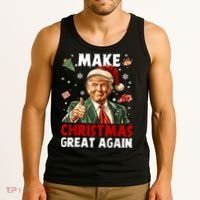Make Christmas Great Again Santa Funny Trump Xmas Pajamas Tank Top thumb 3
