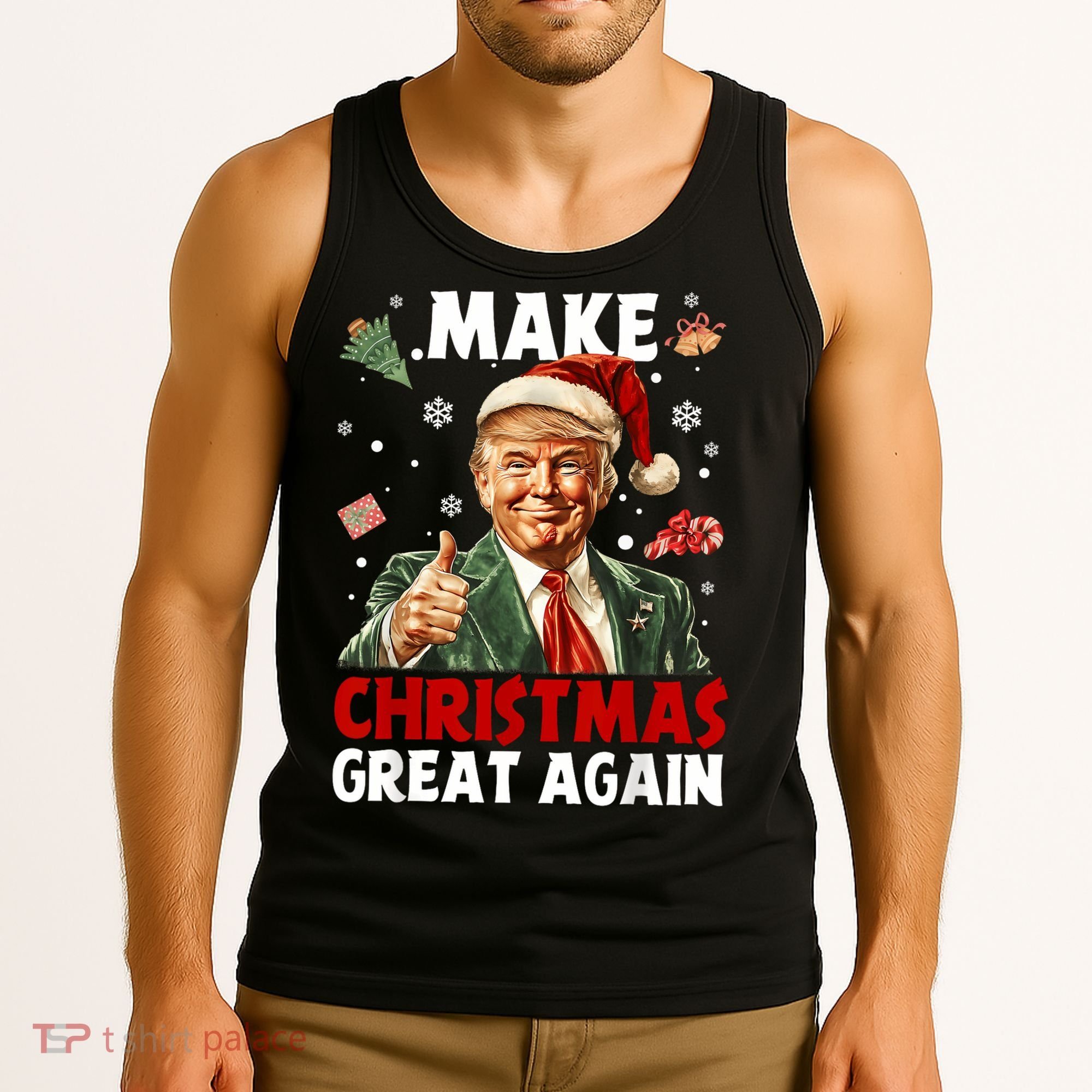 Make Christmas Great Again Santa Funny Trump Xmas Pajamas Tank Top