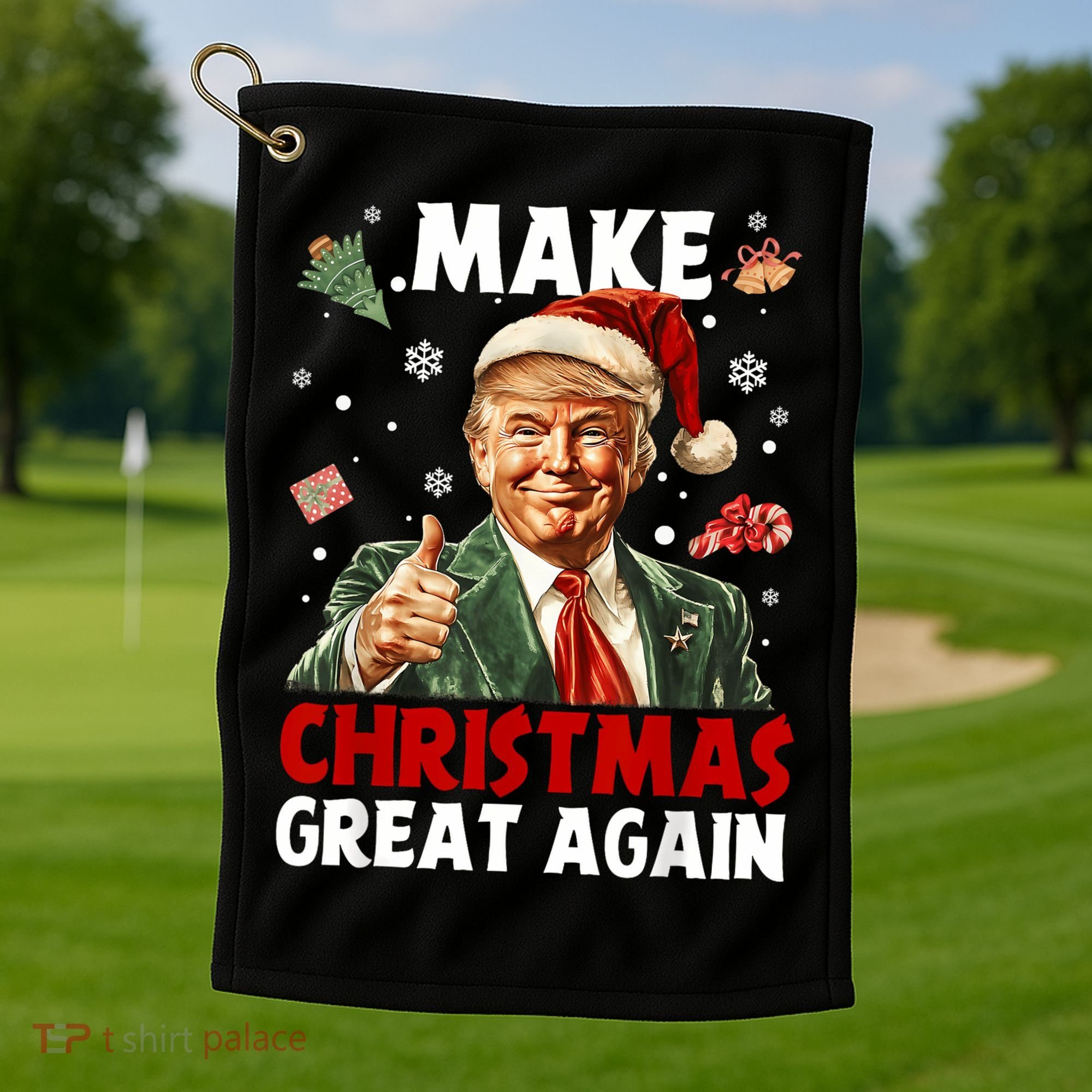Make Christmas Great Again Santa Funny Trump Xmas Pajamas Golf Towel