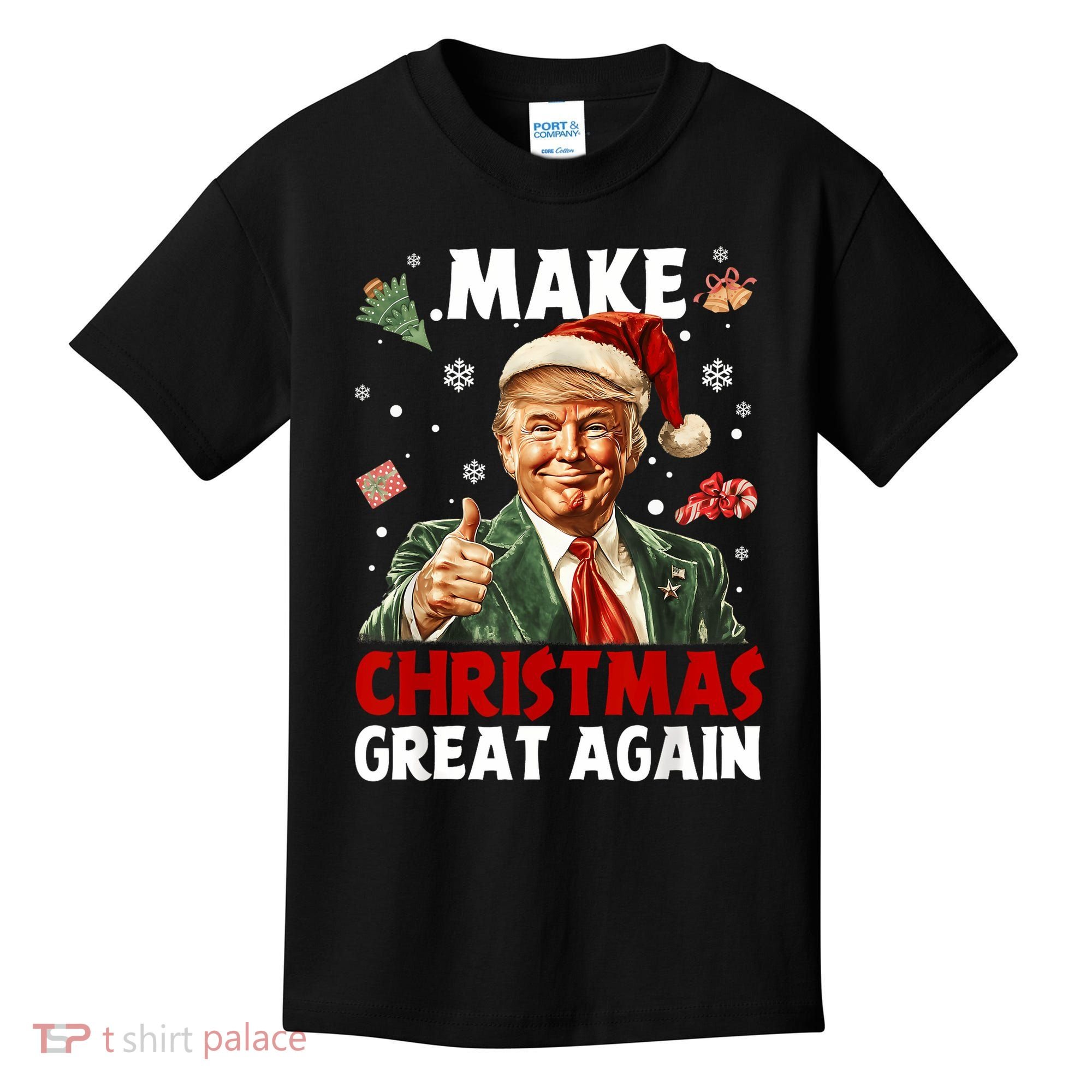 Make Christmas Great Again Santa Funny Trump Xmas Pajamas Kids T-Shirt