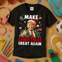Make Christmas Great Again Santa Funny Trump Xmas Pajamas Kids T-Shirt thumb 3
