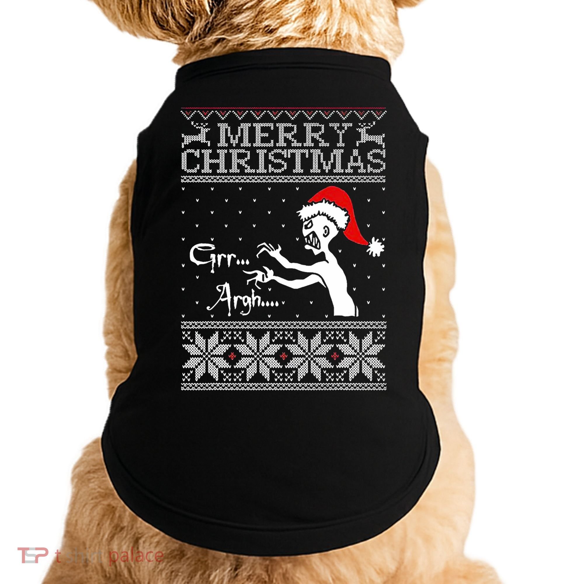 Merry Christmas Grr Argh Ugly Zombie Santa Doggie Tank