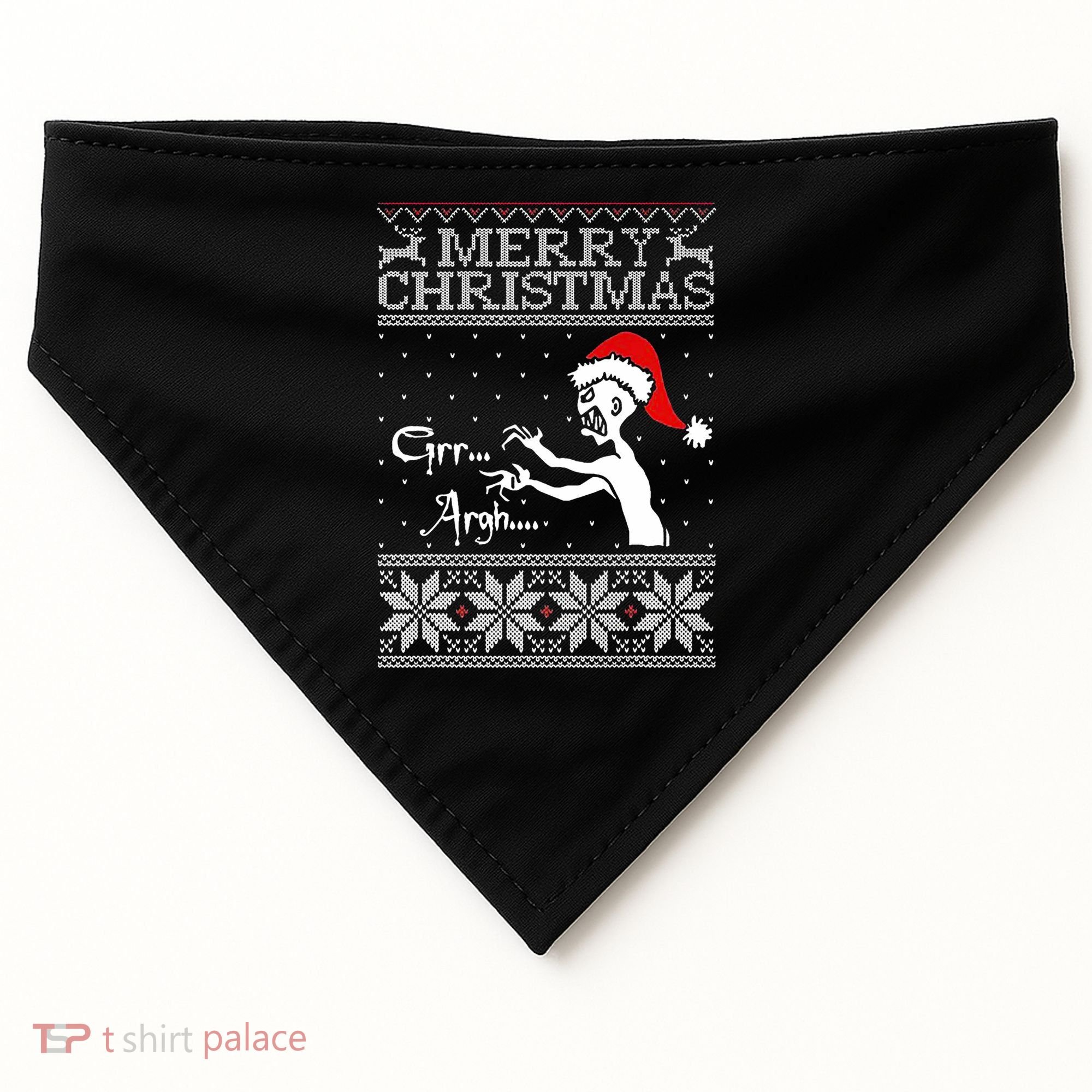 Merry Christmas Grr Argh Ugly Zombie Santa USA-Made Doggie Bandana