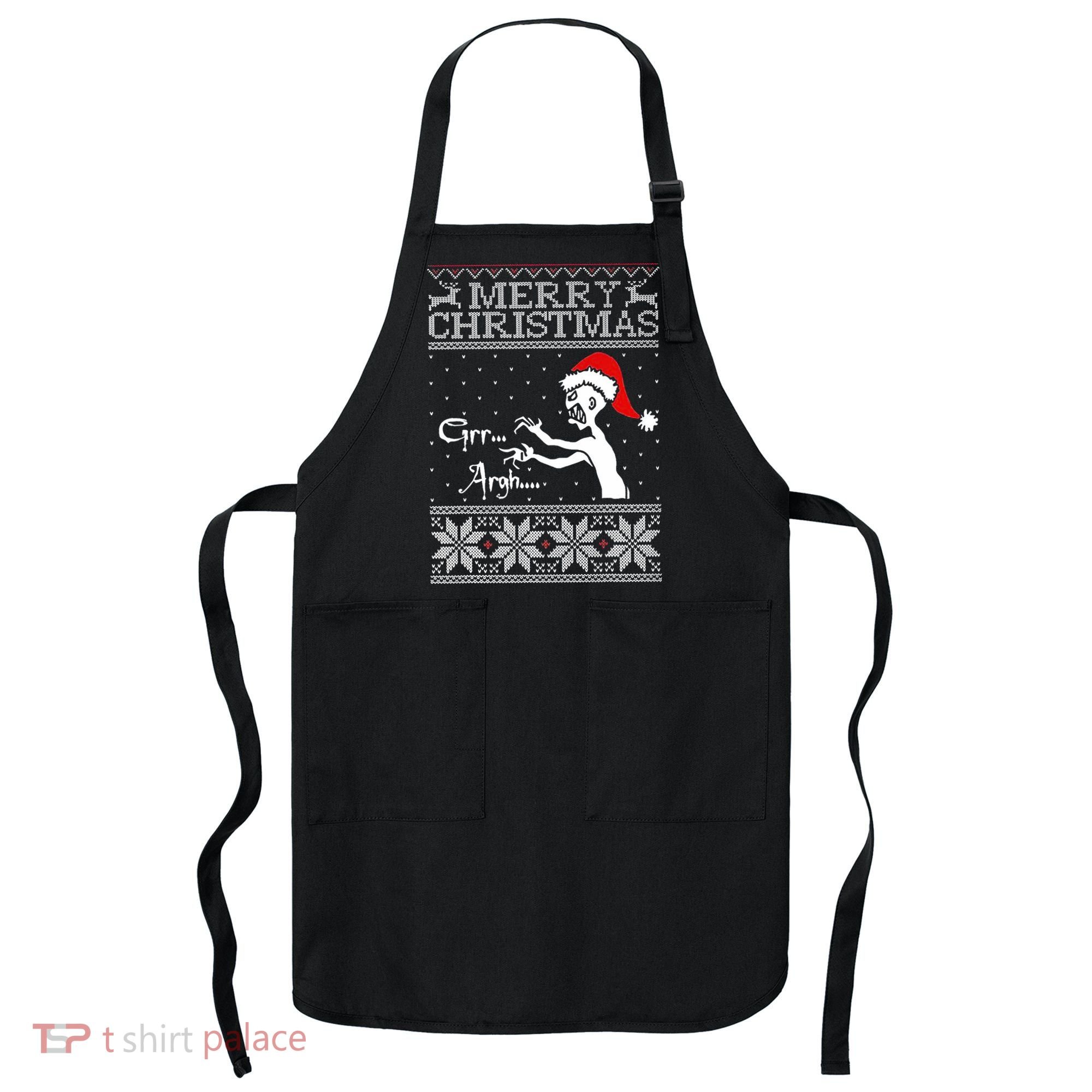 Merry Christmas Grr Argh Ugly Zombie Santa Apron
