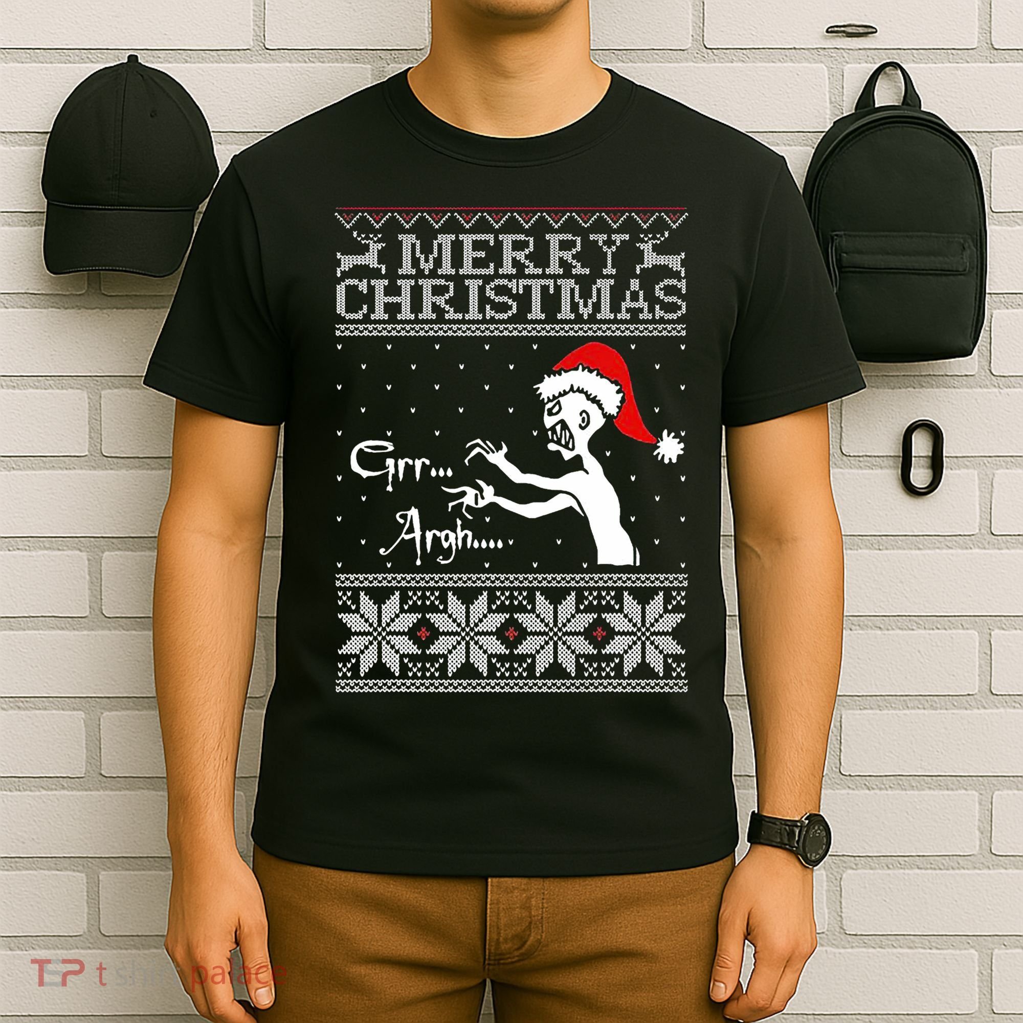 Merry Christmas Grr Argh Ugly Zombie Santa T-Shirt