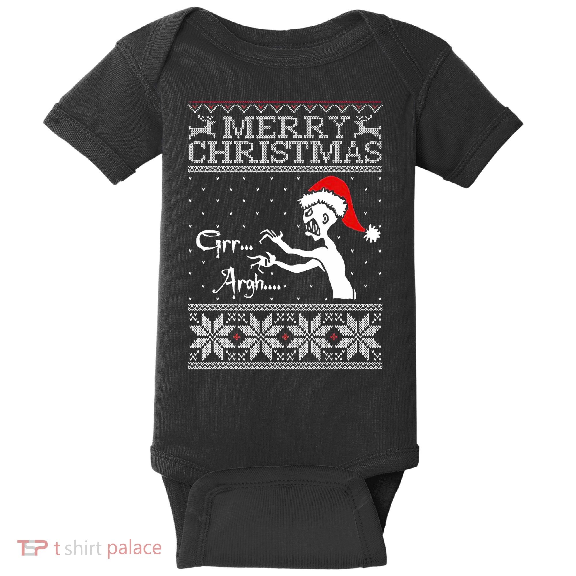 Merry Christmas Grr Argh Ugly Zombie Santa Baby Bodysuit