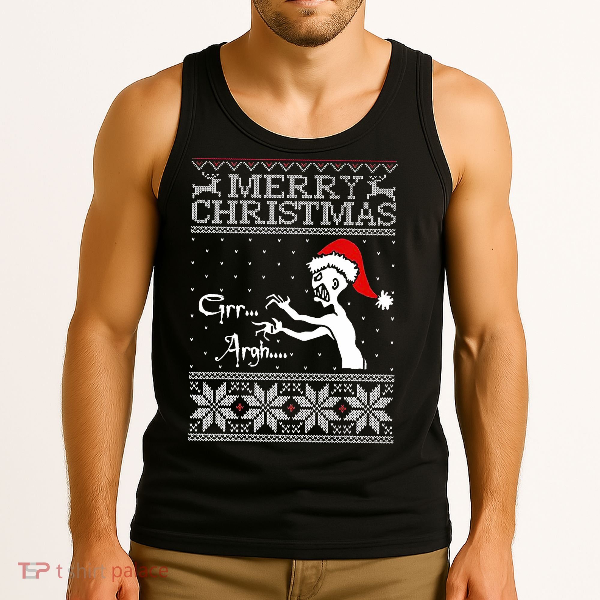 Merry Christmas Grr Argh Ugly Zombie Santa Tank Top