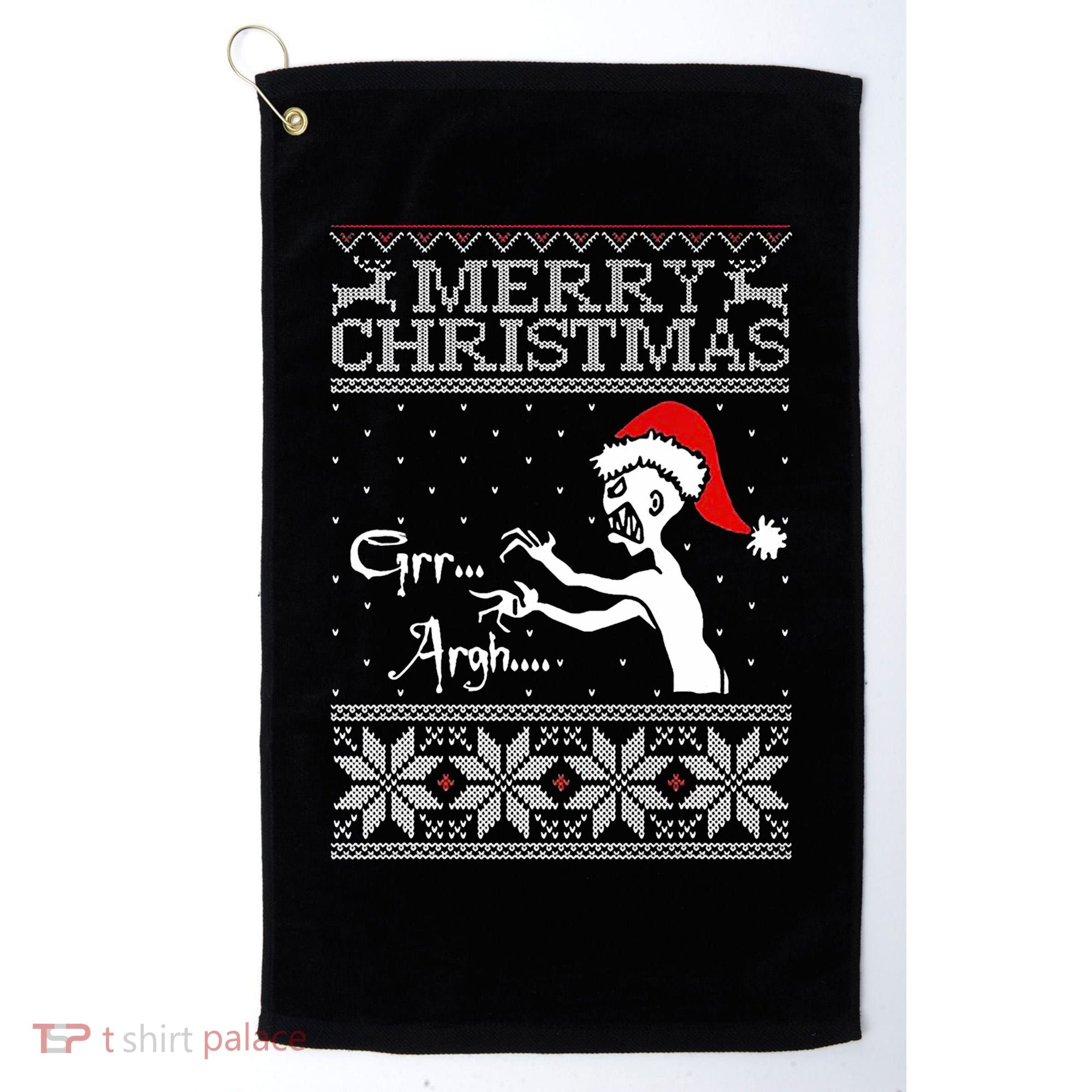 Merry Christmas Grr Argh Ugly Zombie Santa Golf Towel