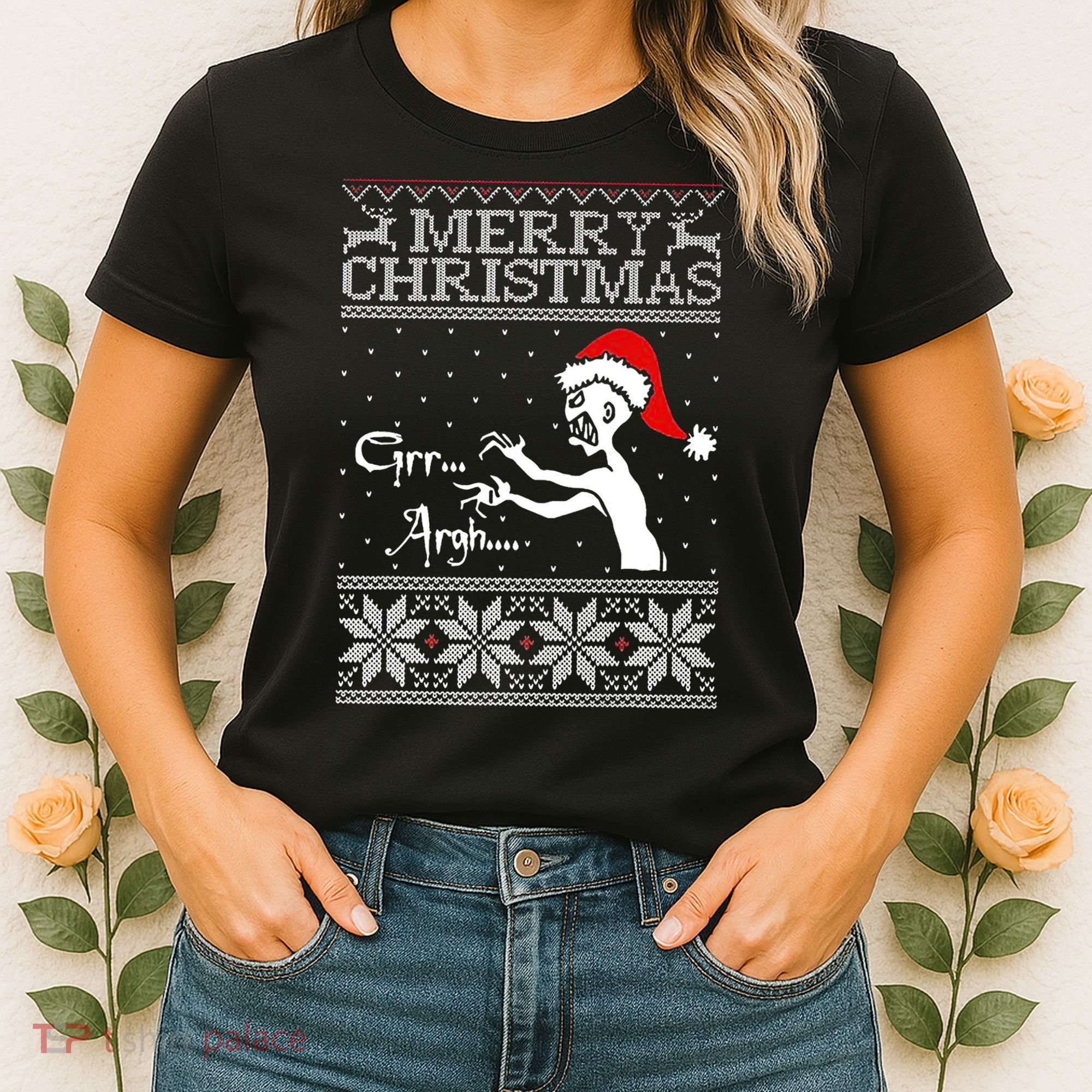 Merry Christmas Grr Argh Ugly Zombie Santa Women's T-Shirt