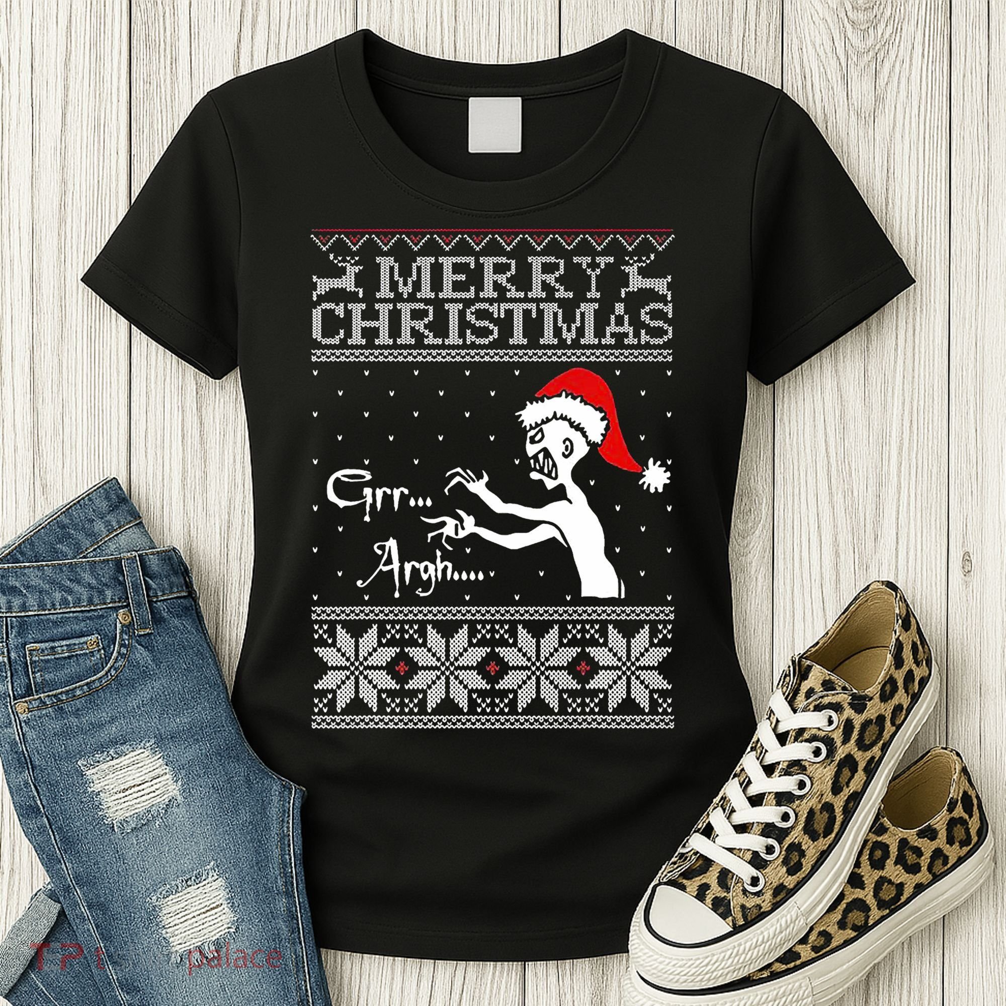 Merry Christmas Grr Argh Ugly Zombie Santa Women's T-Shirt