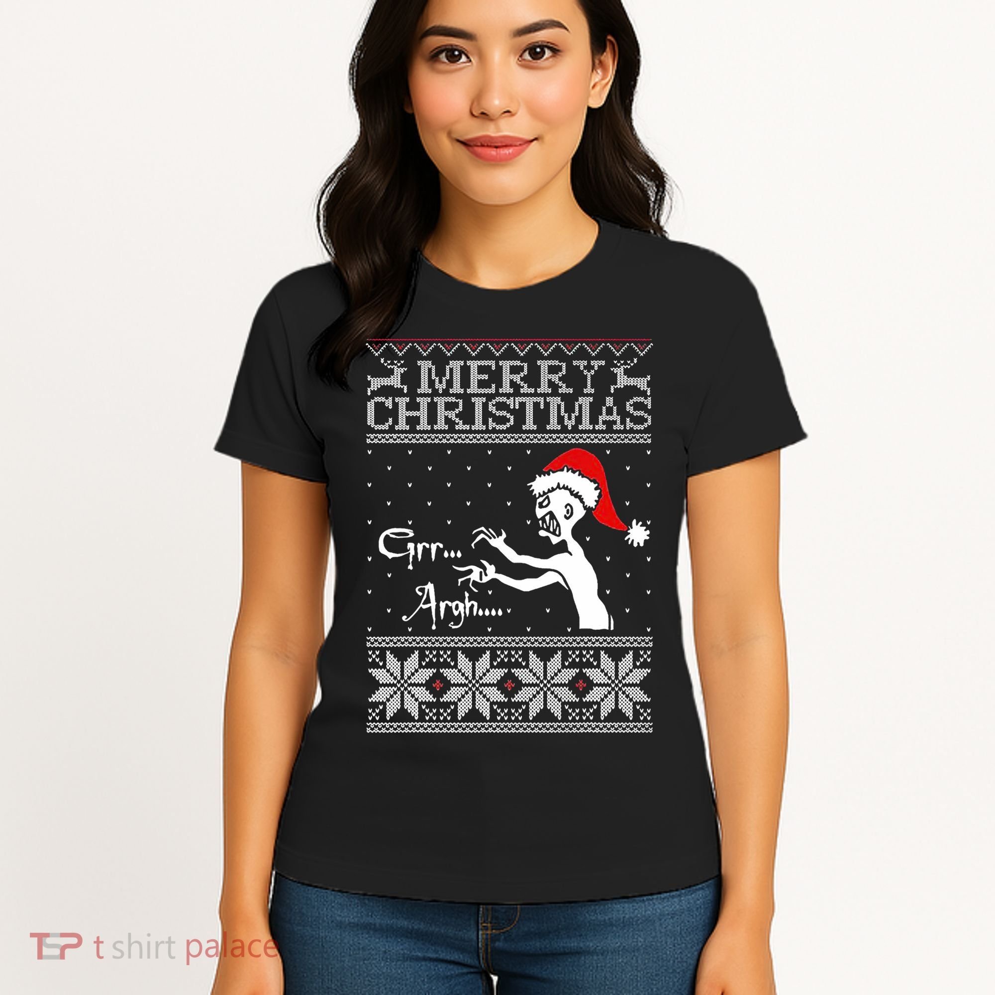 Merry Christmas Grr Argh Ugly Zombie Santa Women's T-Shirt