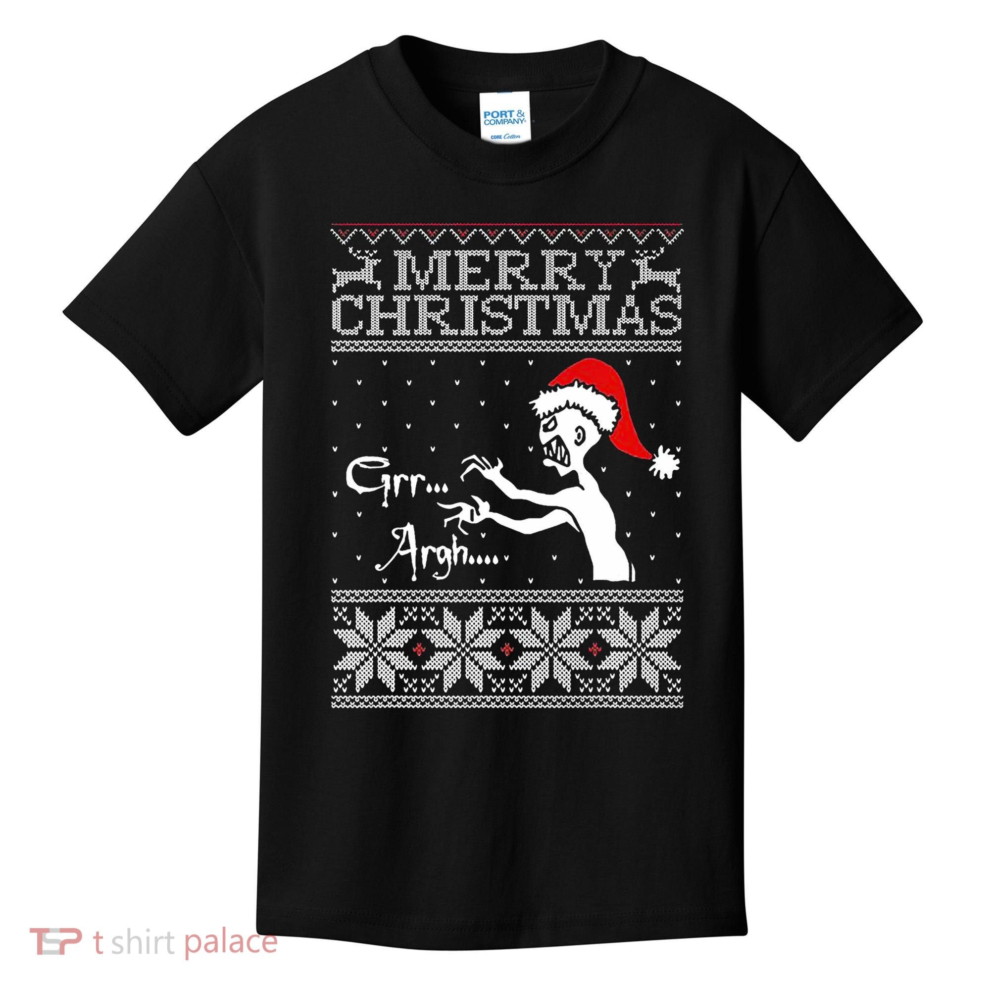 Merry Christmas Grr Argh Ugly Zombie Santa Kids T-Shirt