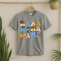 Mama Cow Girl Print Cute T-Shirt thumb 2