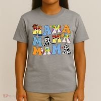 Mama Cow Girl Print Cute T-Shirt thumb 4