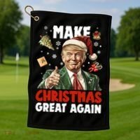 Make Christmas Great Again Pro Donald Trump Holiday Golf Towel thumb 1