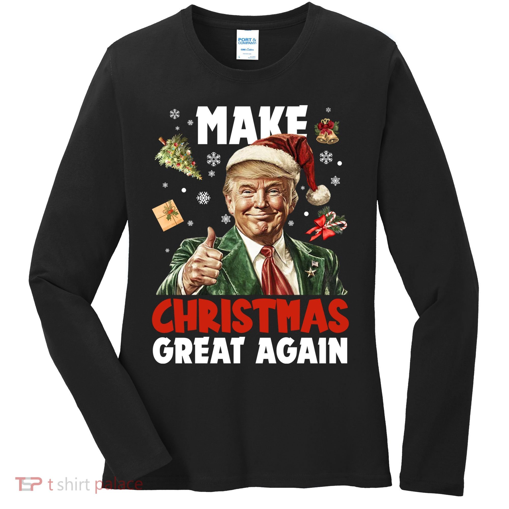 Make Christmas Great Again Pro Donald Trump Holiday Women's Long Sleeve Shirt