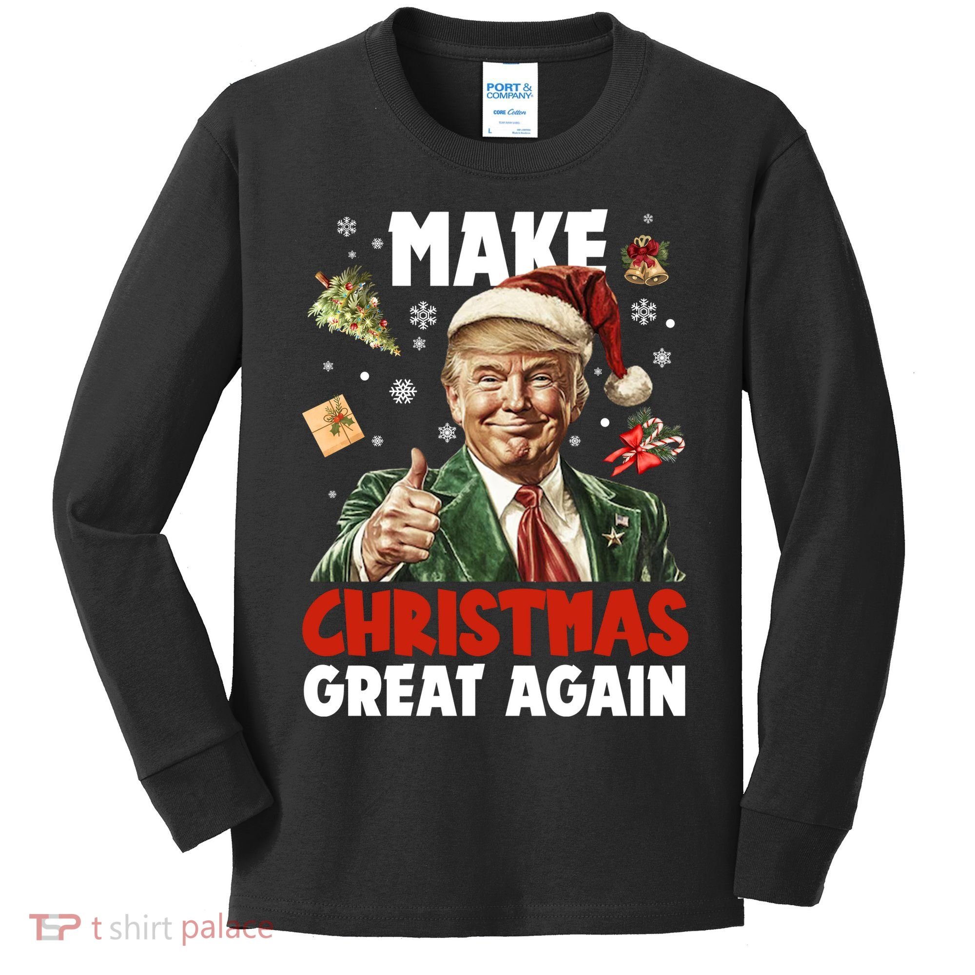 Make Christmas Great Again Pro Donald Trump Holiday Kids Long Sleeve Shirt