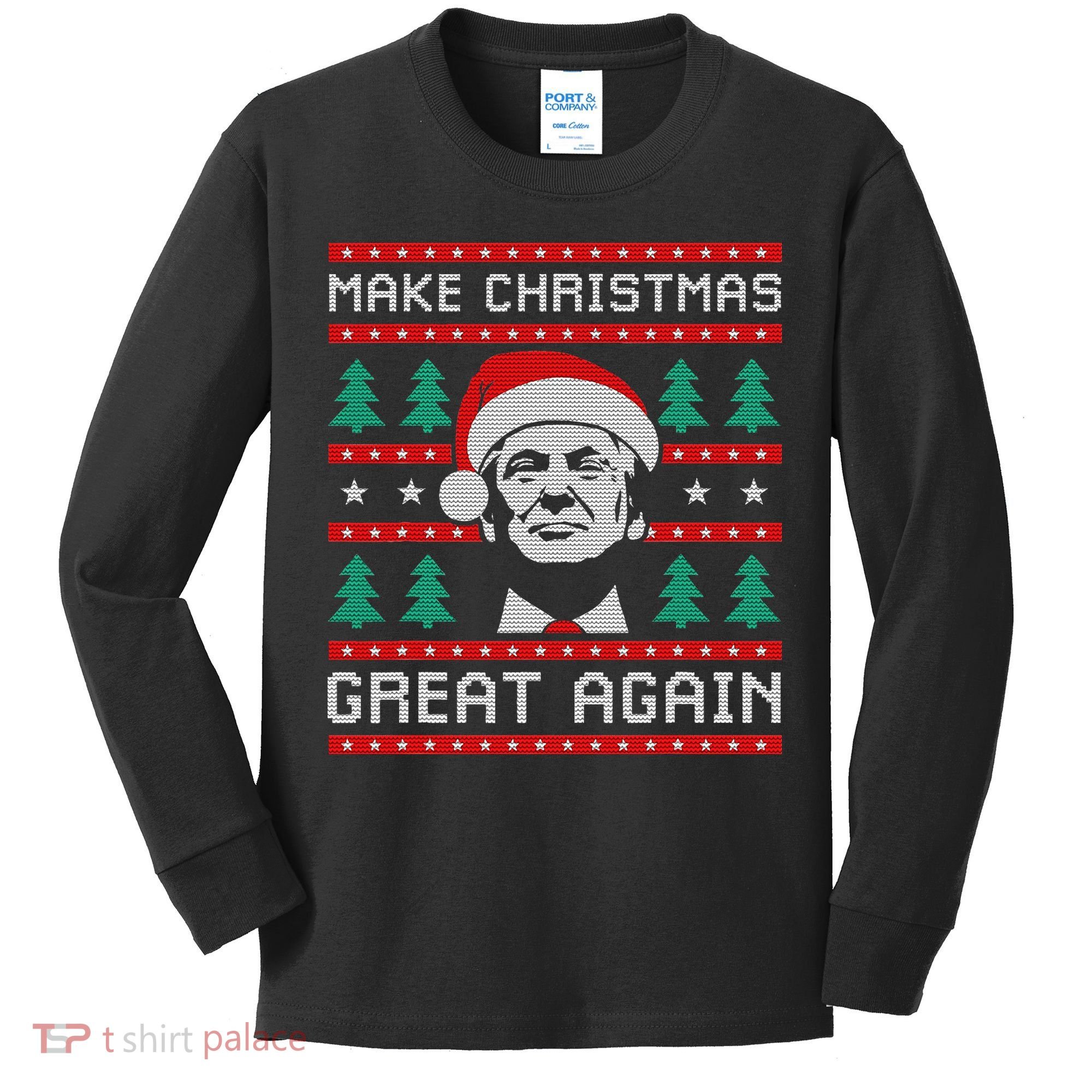 Make Christmas Great Again Trump Kids Long Sleeve Shirt