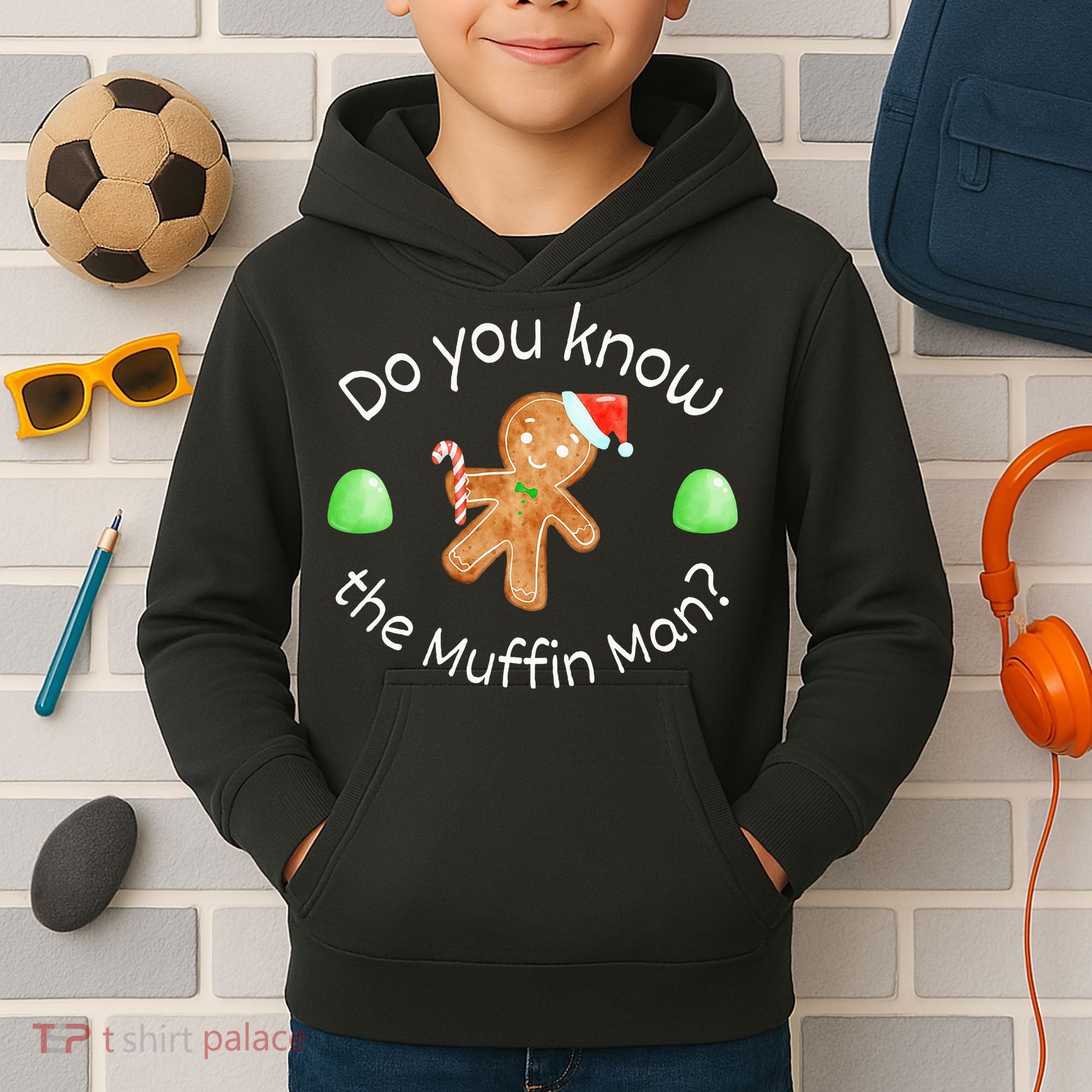 Merry Christmas Gingerbread Do You Know The Muffin Man Kids Hoodie