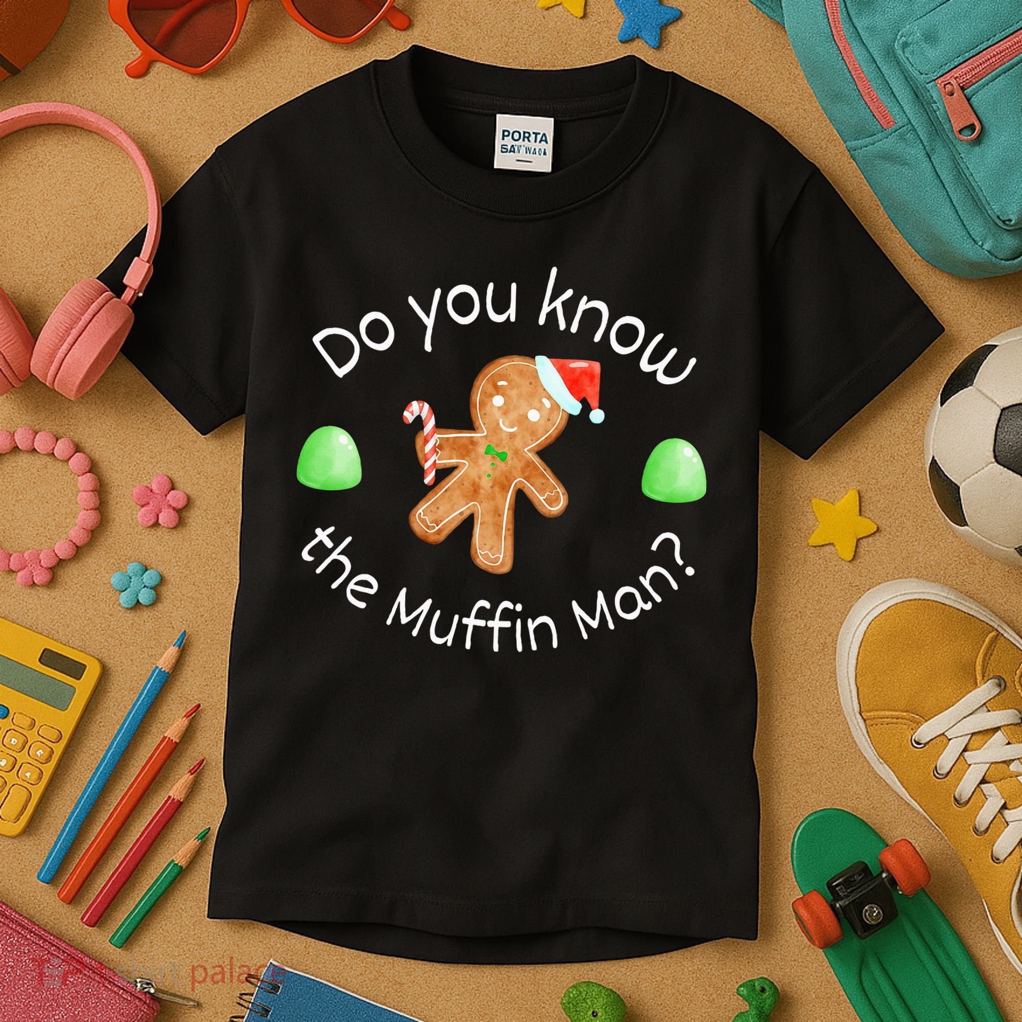 Merry Christmas Gingerbread Do You Know The Muffin Man Kids T-Shirt