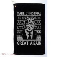 Make Christmas Great Again Funny Trump Ugly Golf Towel thumb 0