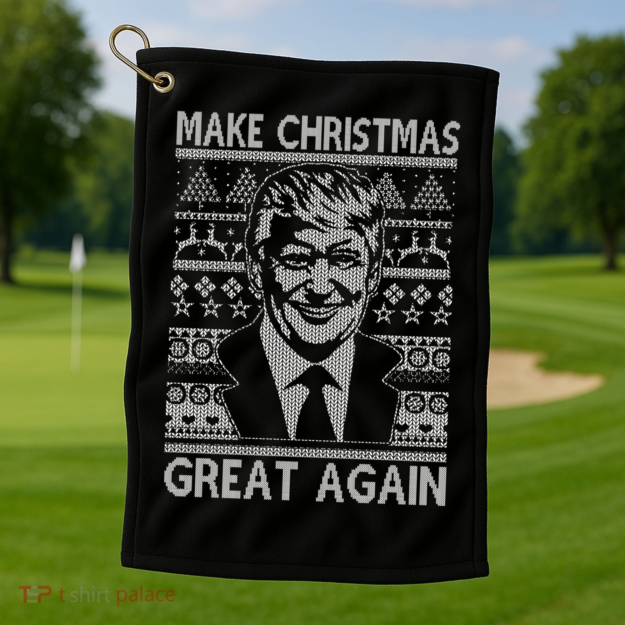 Make Christmas Great Again Funny Trump Ugly Golf Towel