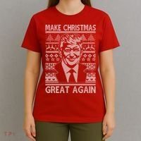 Make Christmas Great Again Funny Trump Ugly T-Shirt thumb 4