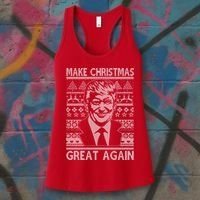 Make Christmas Great Again Funny Trump Ugly Women's Tank Top thumb 3