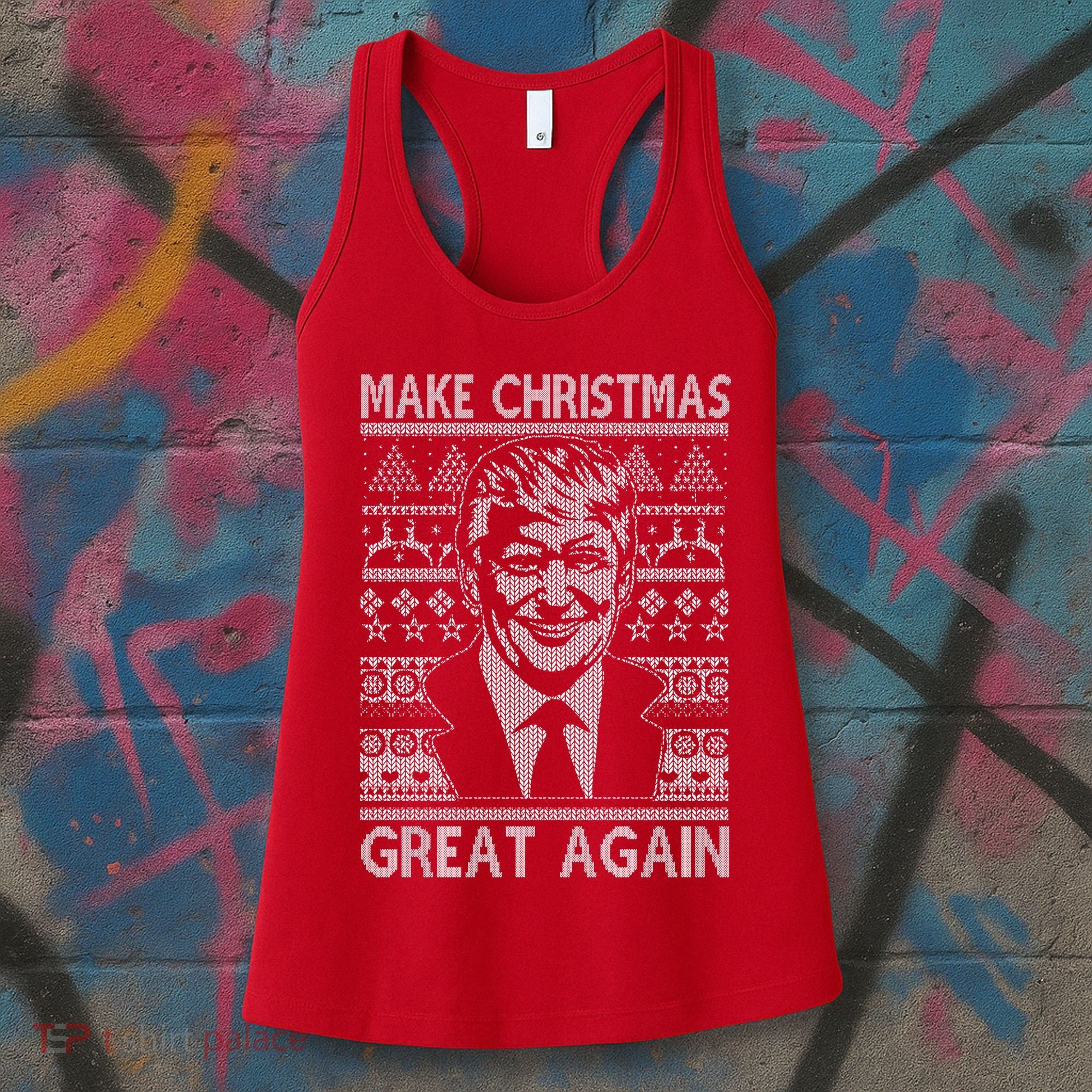 Make Christmas Great Again Funny Trump Ugly Women's Tank Top