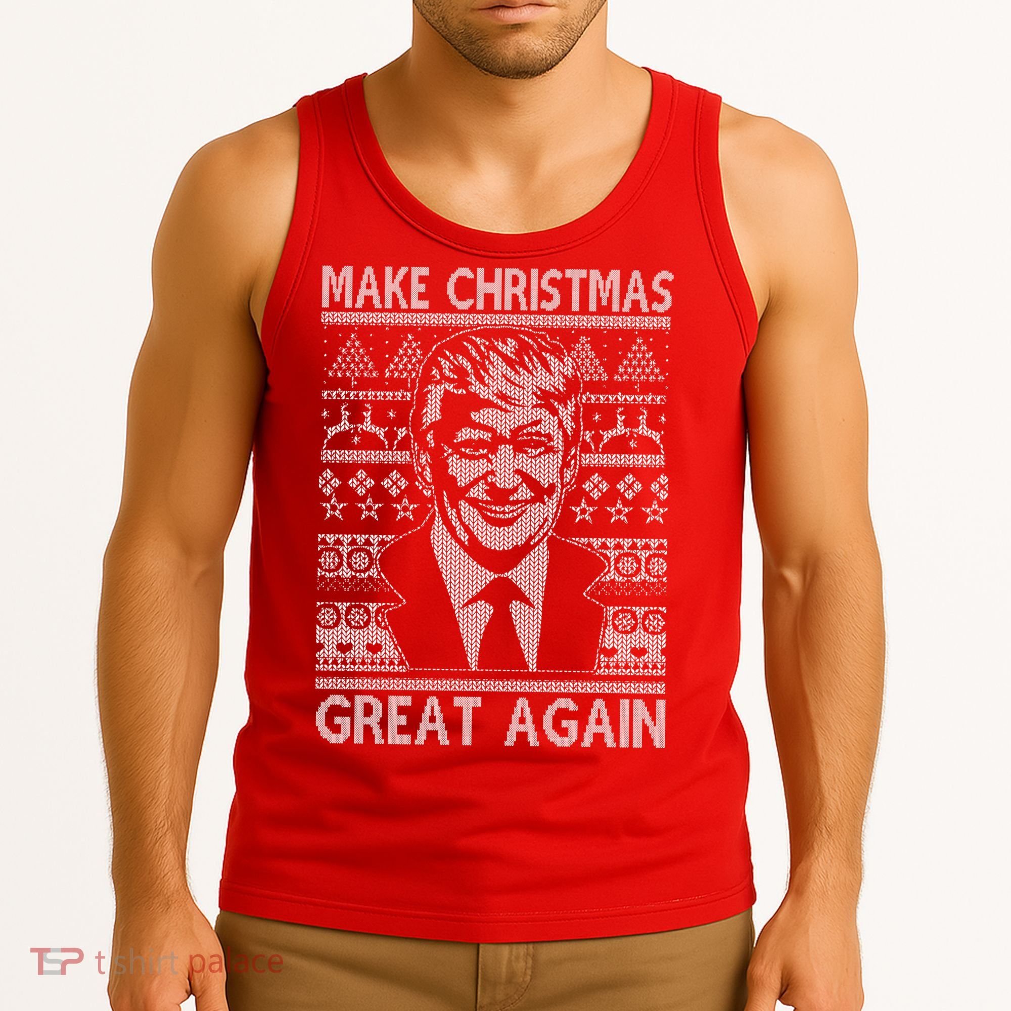 Make Christmas Great Again Funny Trump Ugly Tank Top