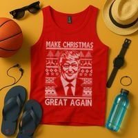 Make Christmas Great Again Funny Trump Ugly Tank Top thumb 4