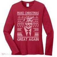 Make Christmas Great Again Funny Trump Ugly Women's Long Sleeve Shirt thumb 0