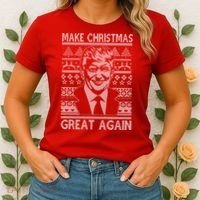 Make Christmas Great Again Funny Trump Ugly Women's T-Shirt thumb 2