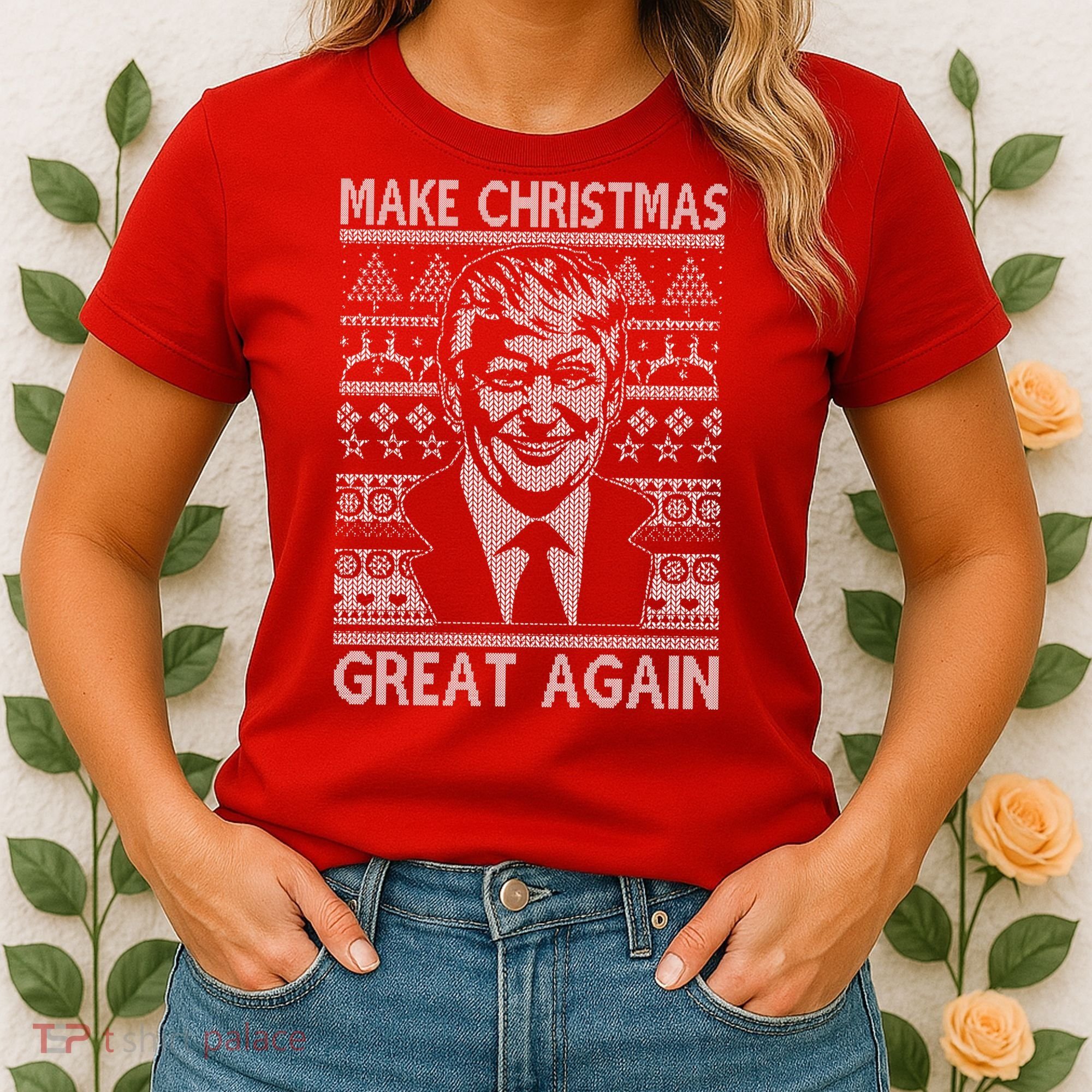 Make Christmas Great Again Funny Trump Ugly Women's T-Shirt