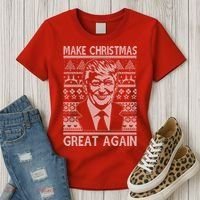Make Christmas Great Again Funny Trump Ugly Women's T-Shirt thumb 3