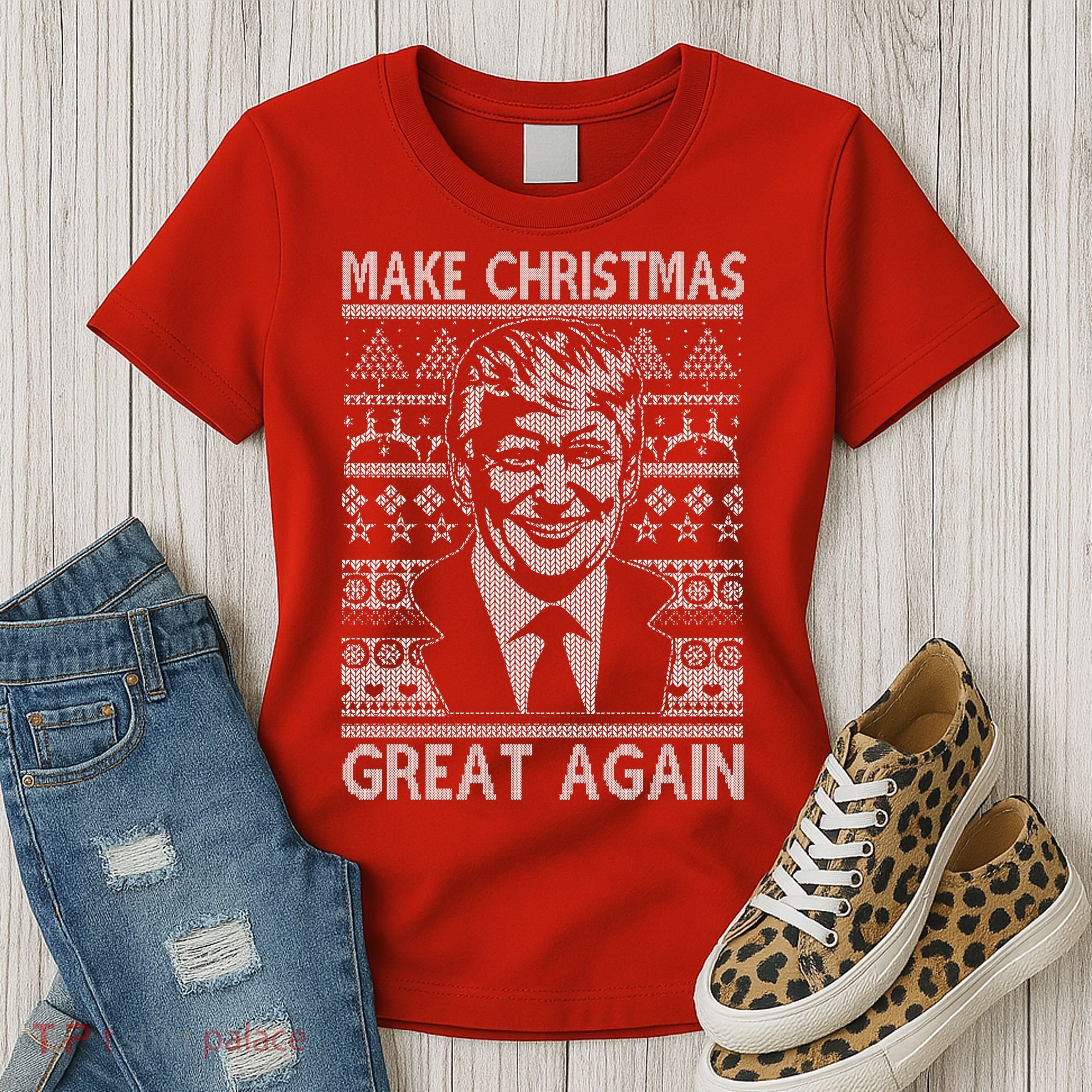 Make Christmas Great Again Funny Trump Ugly Women's T-Shirt