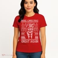 Make Christmas Great Again Funny Trump Ugly Women's T-Shirt thumb 4