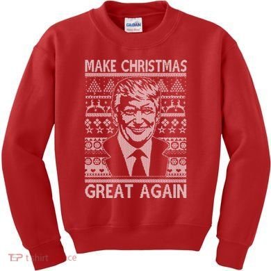 Make Christmas Great Again Funny Trump Ugly Kids Sweatshirt