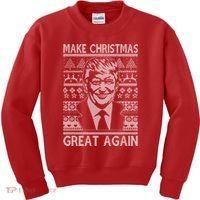 Make Christmas Great Again Funny Trump Ugly Kids Sweatshirt thumb 0